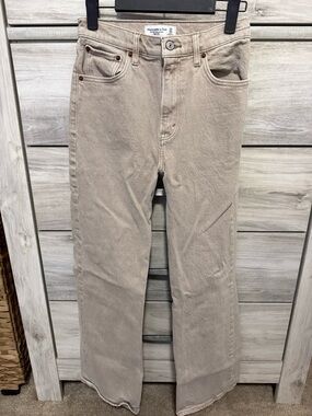 Abercrombie & Fitch Beige Wide Leg Jeans